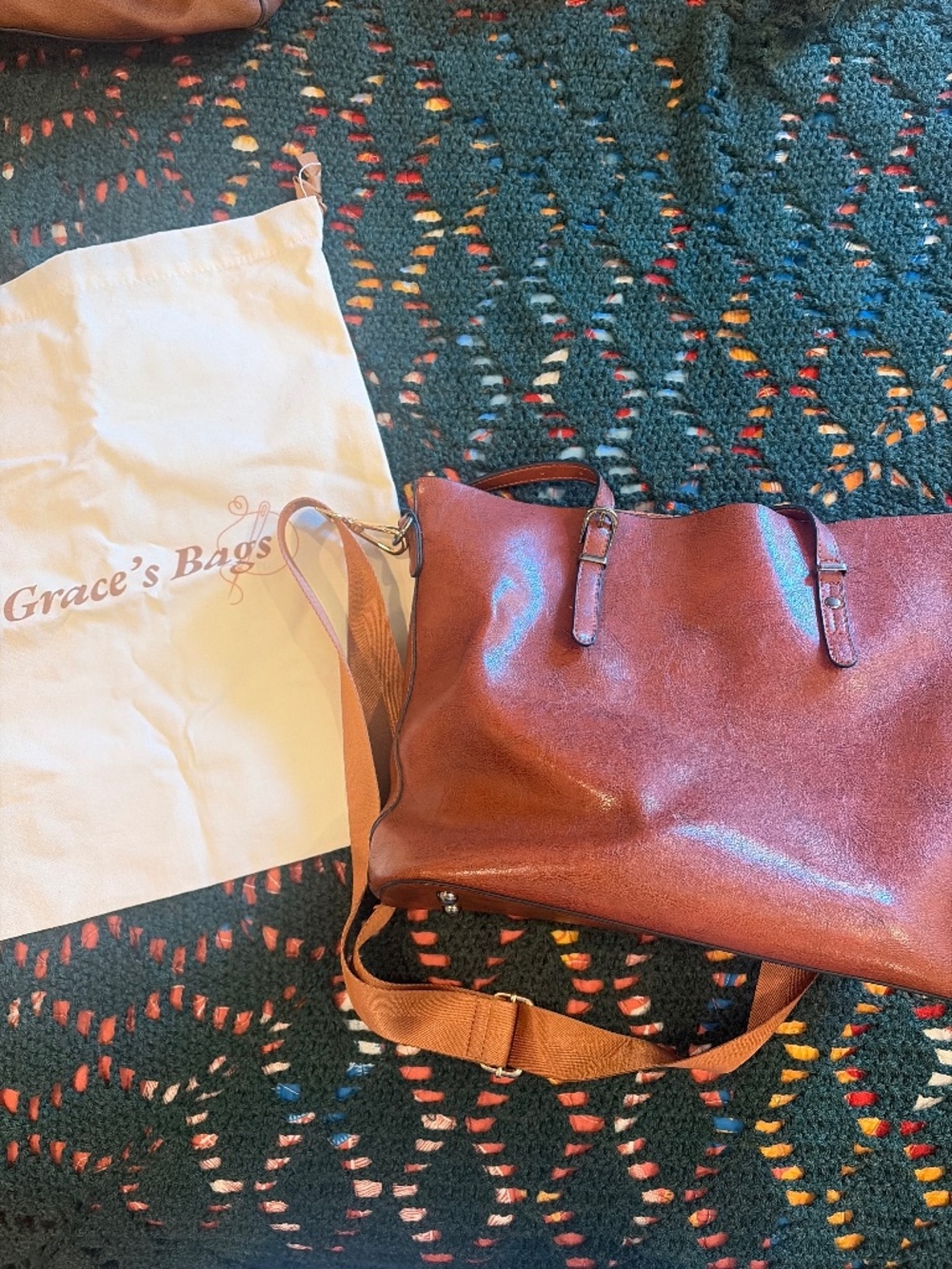 Brown faux-leather bag